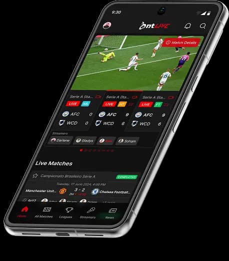 Antlive football companion app interface